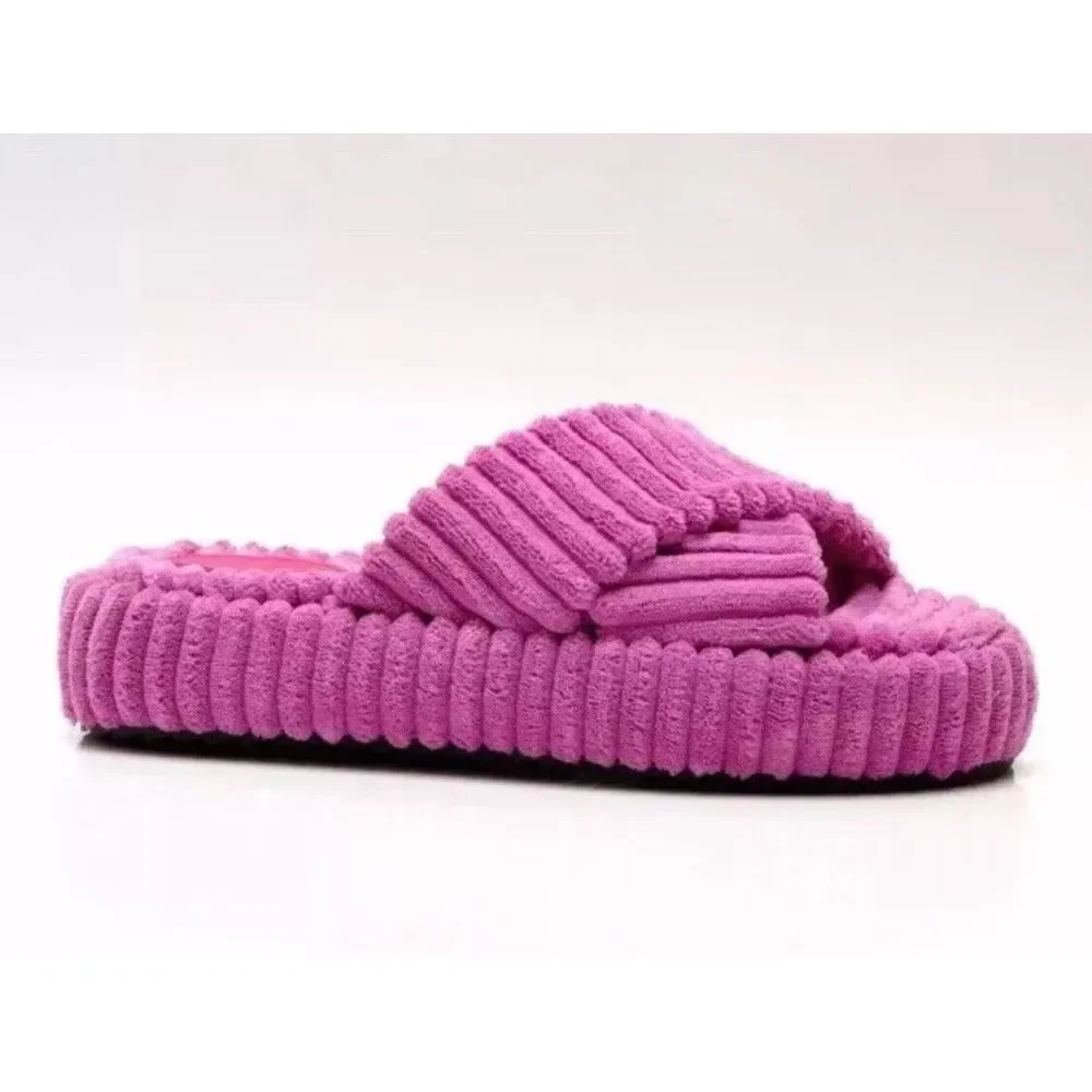 NWOB Free People Two Days in Ibiza Terry Platfrom Slide Sandals‎ Orchid size 9.5